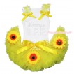 Mother's Day White Baby Pettitop Yellow Ruffles Bows Rhinestone Mommy's BFF & Summer Yellow Sunflowers Newborn Pettiskirt NG1670